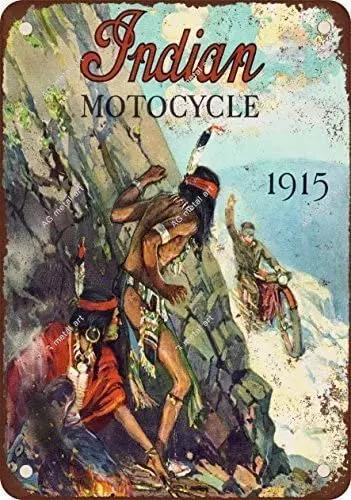 

1915 Indian Motorcycles Metal Tin Sign 8x12 Inches, Motorcycle Parts Garage Vintage Metal Tin Sign Retro Tin Plate Sign Wall Art