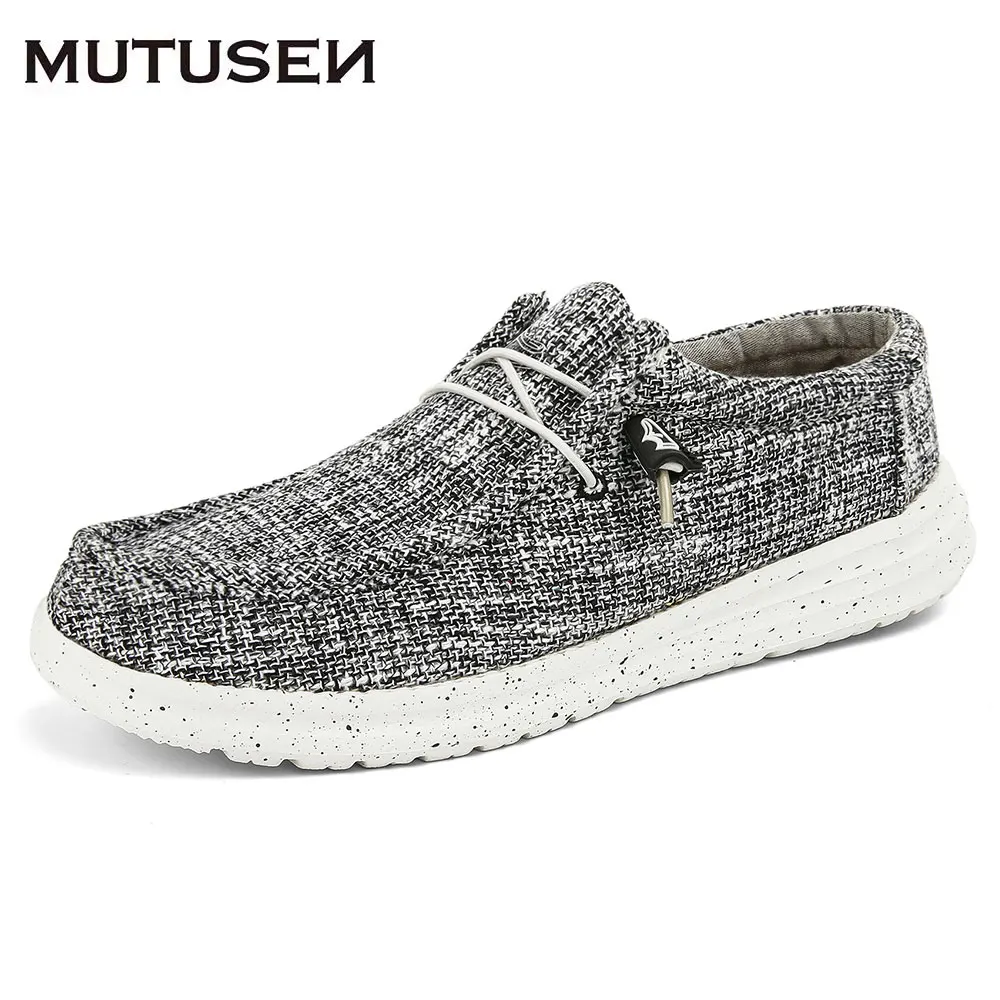 

Light Men Canvas Shoes Autumn New Woven Men Loafers Casual Flats Breathable Men's Low Shoes Big Size 40-46