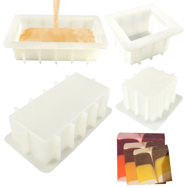 

1 PC Rectangular Soap Silicone Mold for Handmade Soap Candle Chocolate Cake Nougat Crafts DIY Silicone Toast Loaf Soap Mold