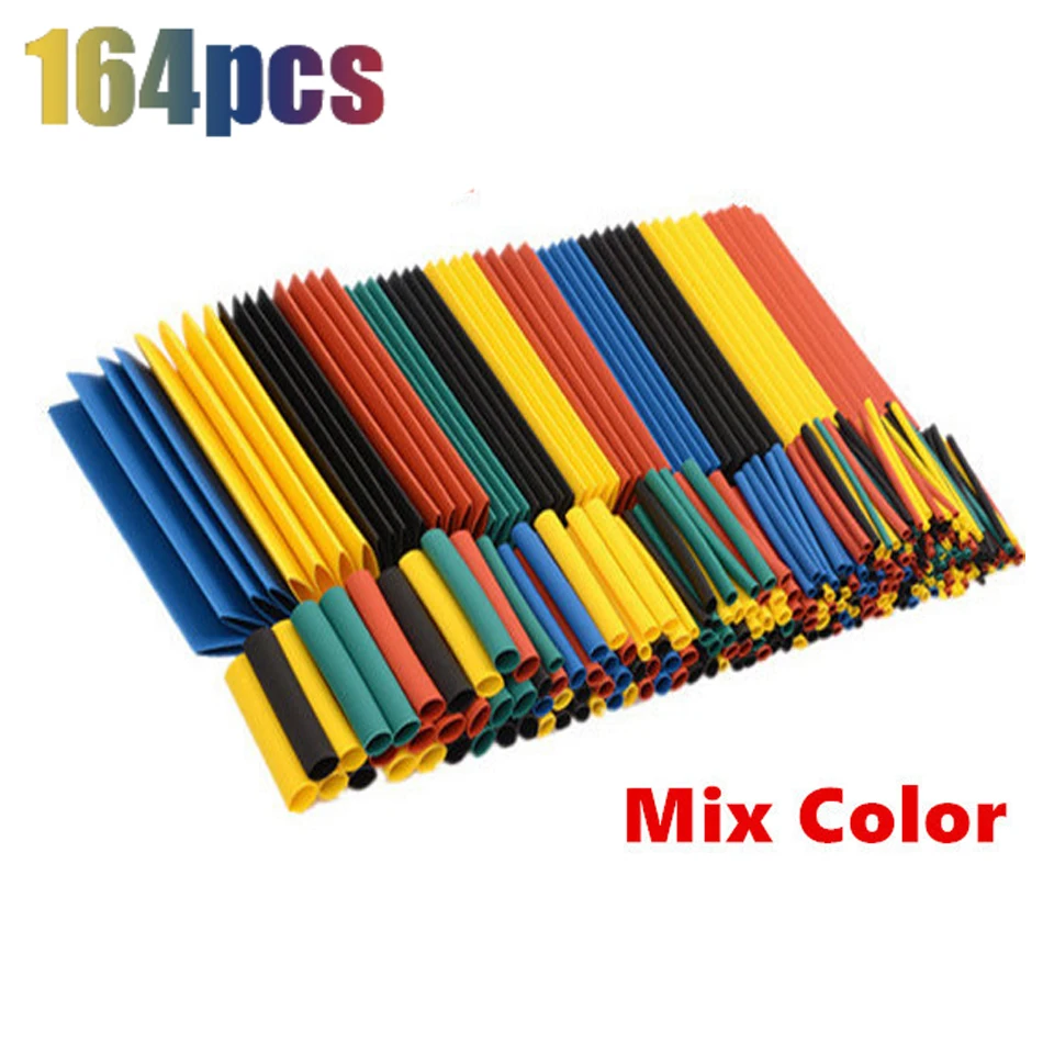 

164pcs Heat Shrink Tube Kit Thermoresistant Heat-shrink Tubing Wrapping Kit Electrical Connection Wire Cable Insulation Sleeving