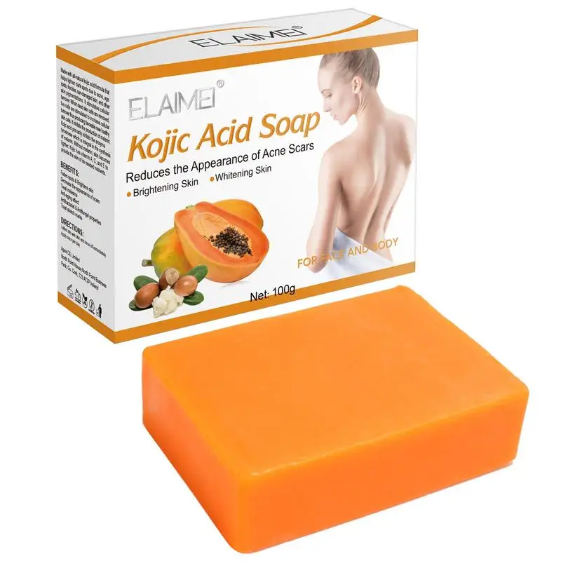 

Kojic Handmade Soap 100g Papaya Extract Essential Bath Oil Soap Bath Soaps Dark Spot Remover For Skin Lightening Moisturizing