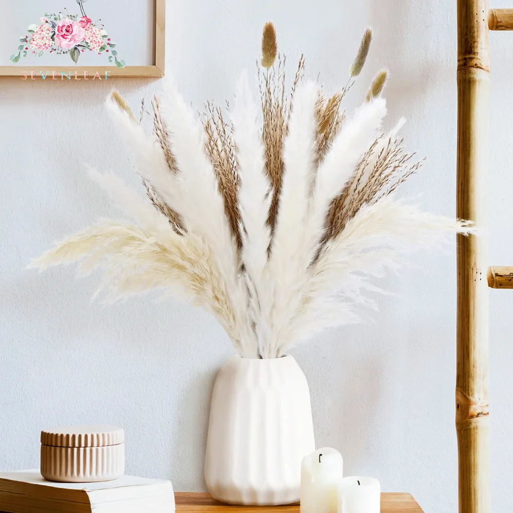 

60pcs Natural Pampas Bunny Tails Grass Dried Flowers Bouquet Bohemian Chic Wedding Decor Lovergrass Reed Plant Home Decoration