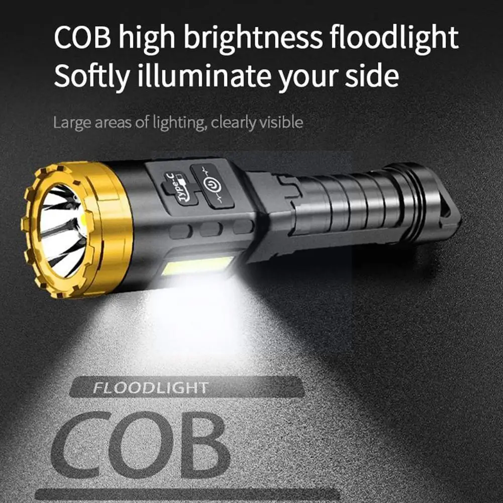 

Многофункциональный светодиодный фонарик Z6l4 с Cob матрицей, уличный водонепроницаемый портативный бытовой боковой перезаряжаемый фонарь с ...