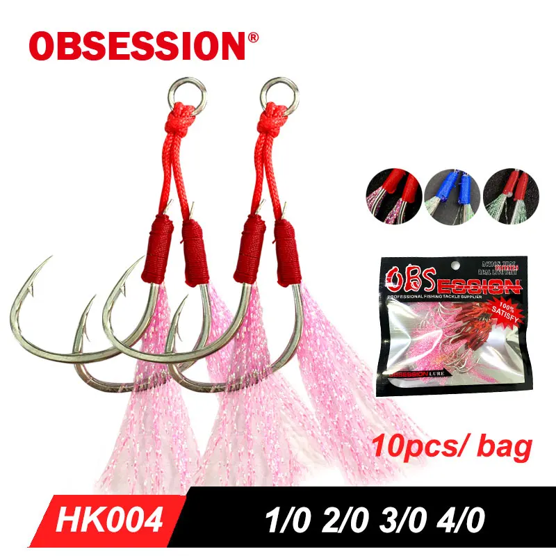 OBSESSION 1/0 2/0 3/0 4/0 Sea-bream Metal Jig Fishing Hook Double Barbed Jig Carbon Fishhook Carpfishing Accessories UV Light