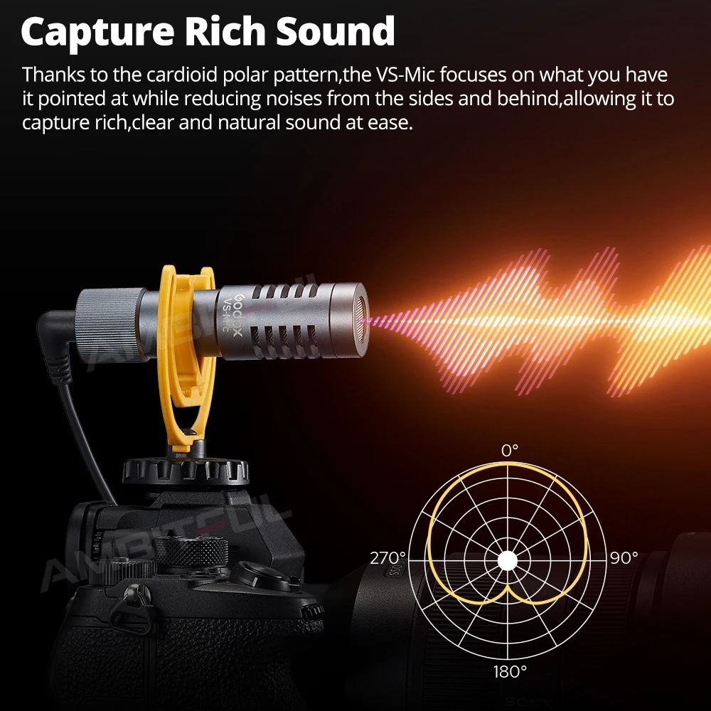 Компактный микрофон Godox VS-Mic 3 5 мм для смартфонов iPhone Android DSLR-камер видеозаписи