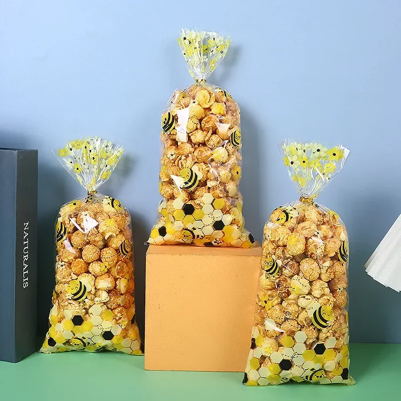 

50 шт. подарочных пакетов с мультяшным дизайном с пчелами из пластика