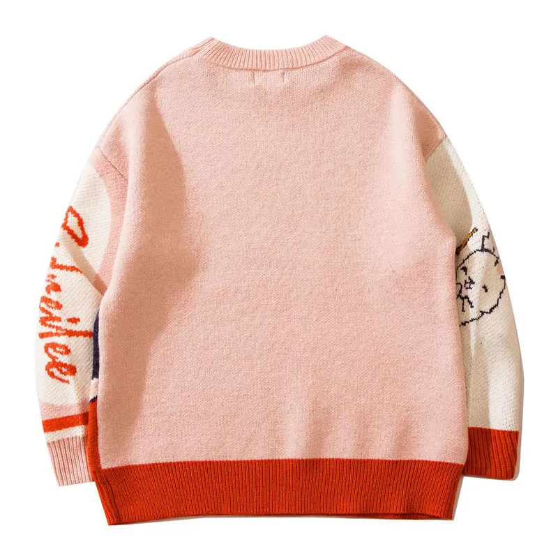 Новинка мужские вязаные свитера в стиле хип-хоп Мультяшные милые пуловеры с