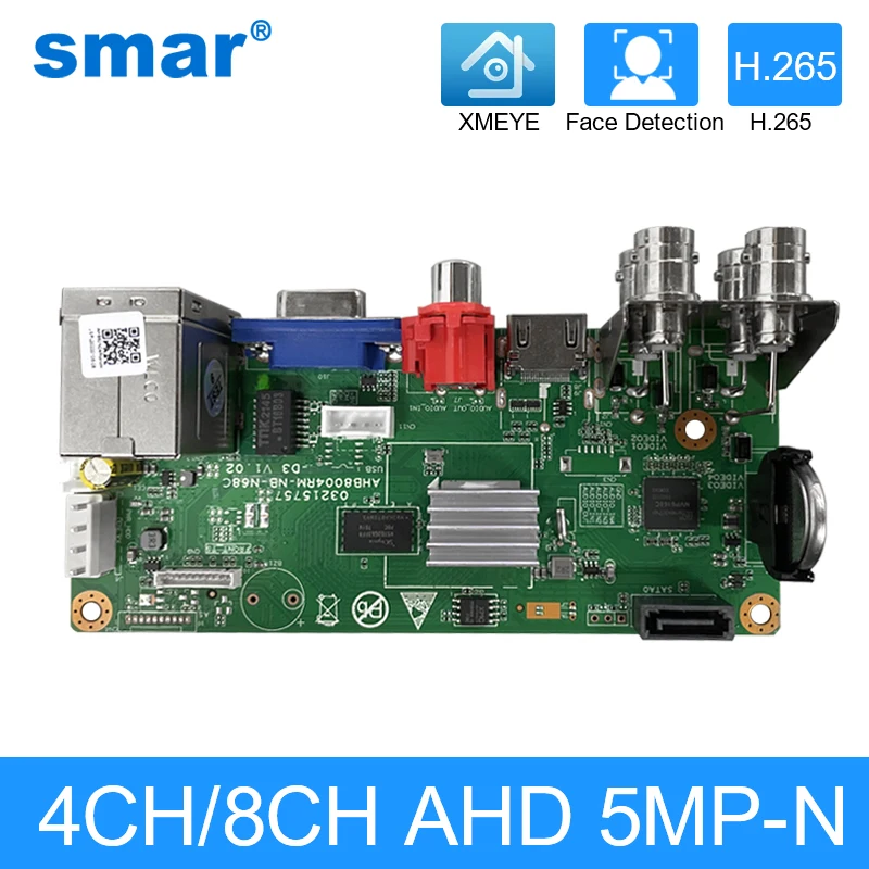 

SMAR 4CH/8CH/16CH 5M-N AHD DVR Board 5 In 1 For AHD 720P 1080P 4MP 5MP Camera Coxial Control P2P Video Recorder Onvif XMEYE APP