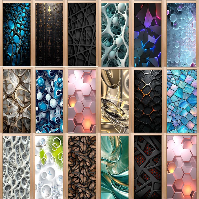 3D самоклеящиеся дверные наклейки с научной линией современная тема виниловые