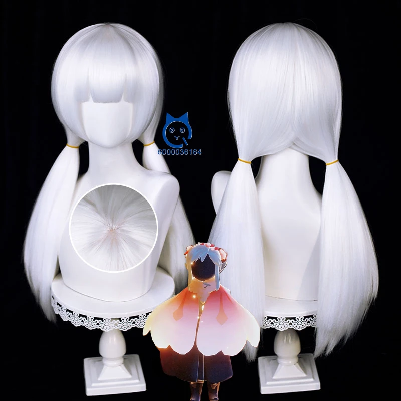 Игра Sky Children of Light Сакура Ancestor Flower Day Wizard Косплей Белый силиконовый парик для кожи