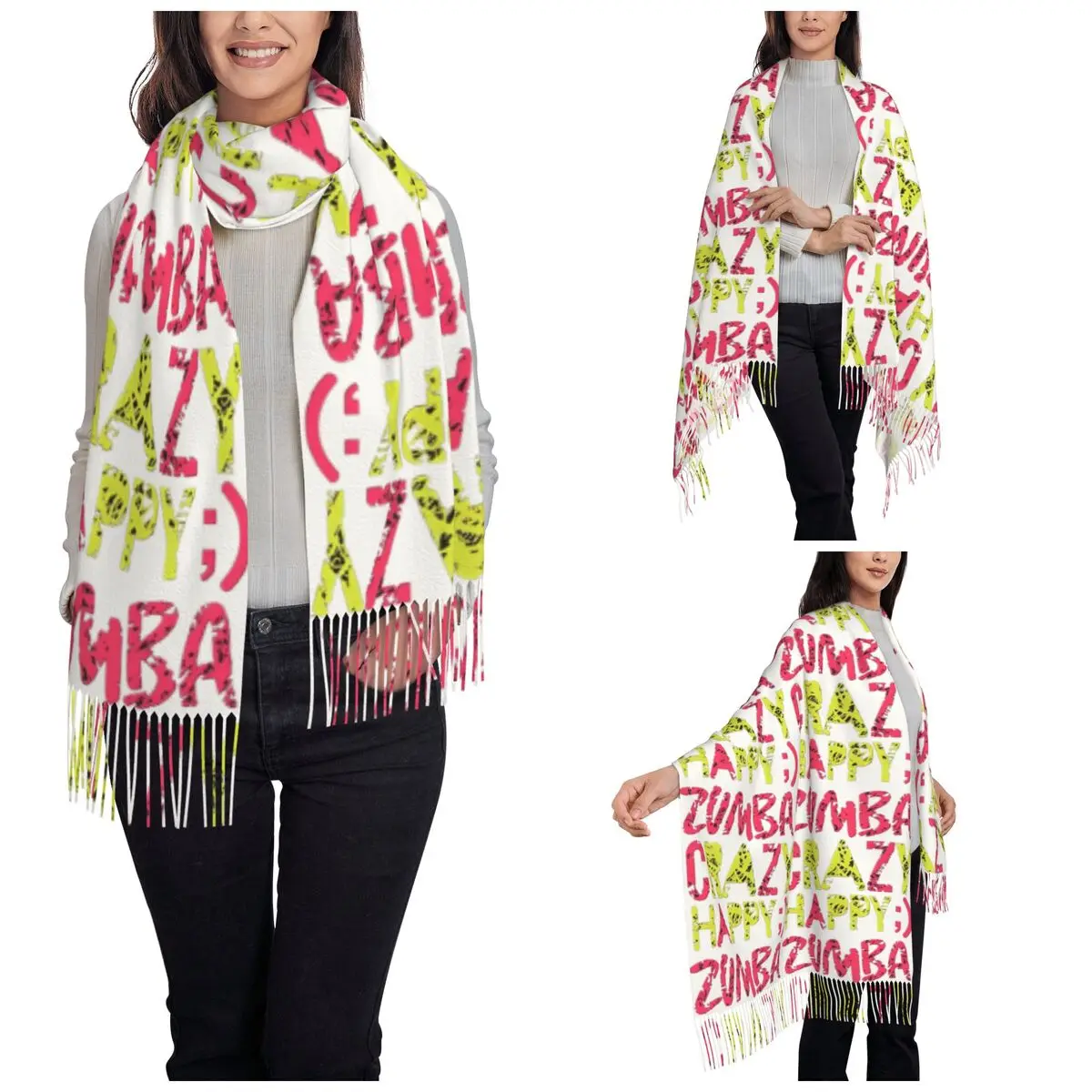 Сумасшедшая счастливая шаль Z-Zumbas для женщин теплый большой длинный шарф шарфы с