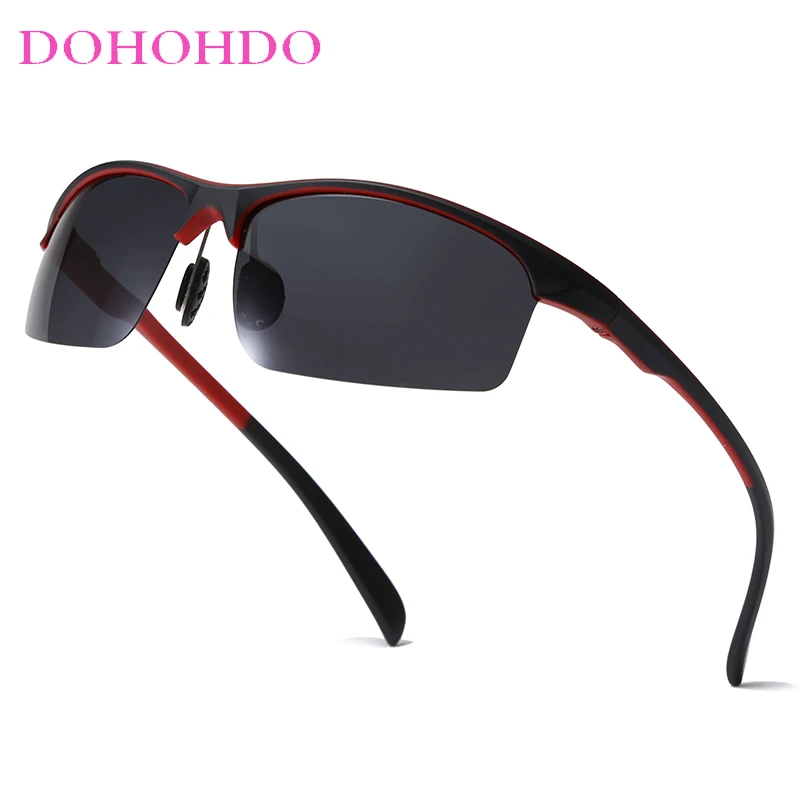 Солнцезащитные очки для мужчин и женщин поляризационные темные с полуободковой