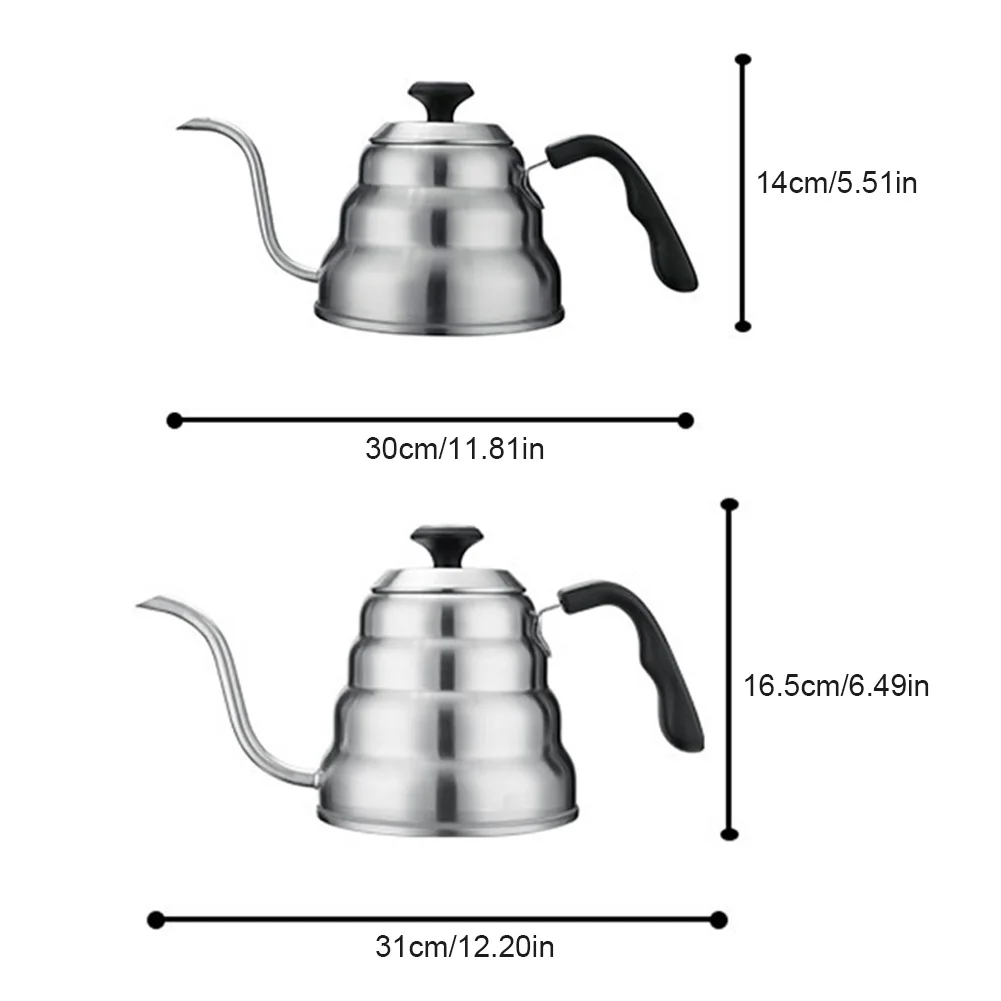 1L/1.2L Pour Over Coffee Kettle Stainless Steel Gooseneck Coffee Tea Kettle With Thermometer Rubber Handle Cloud Drip Kettle images - 6