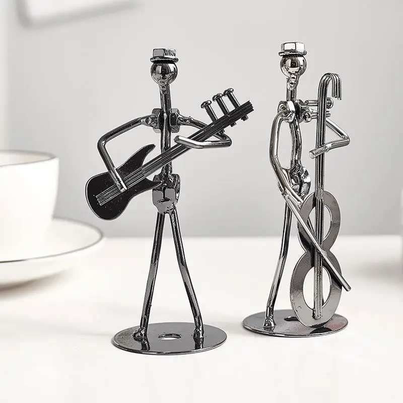 

Exquisite Metal Figurine Musical Figure Decorations Modern Home Decor Bookshelf Room Office Desk Accessories Arts Craft Ornament