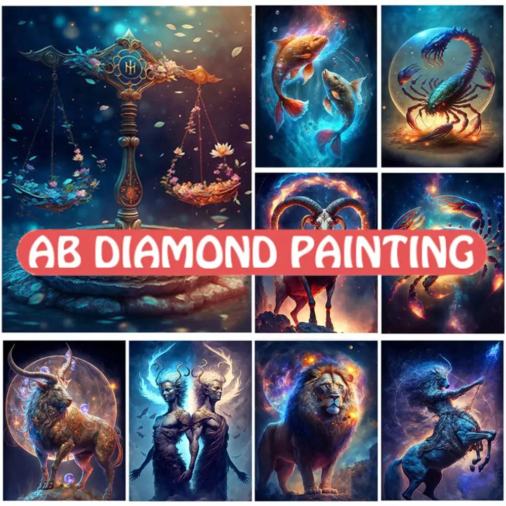 

Алмазная 5D картина «сделай сам», 12 созвездий, полная вышивка, алмазная вышивка с Львом, домашний декор, вышивка крестиком, мозаика, Новое поступление