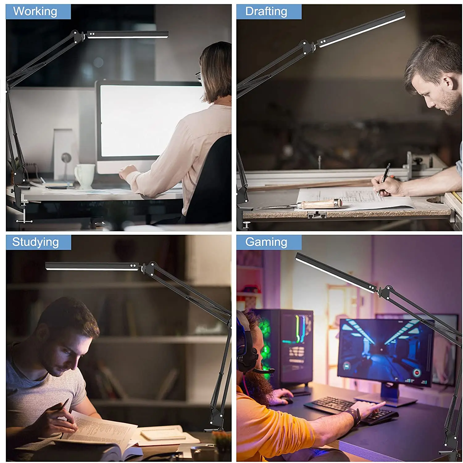 Светодиодная настольная лампа регулируемый светильник с поворотным рычагом и