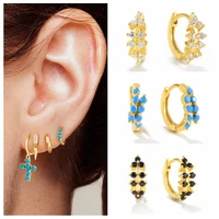 canner black stone real 925 sterling silver gold piercing hoop earrings for women turquoise earrings jewelry bijoux cz