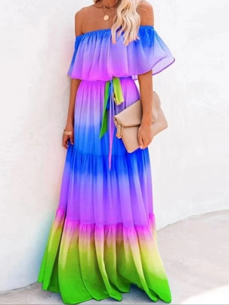 Женское плиссированное платье с бантом элегантное тонкое пляжное длинное