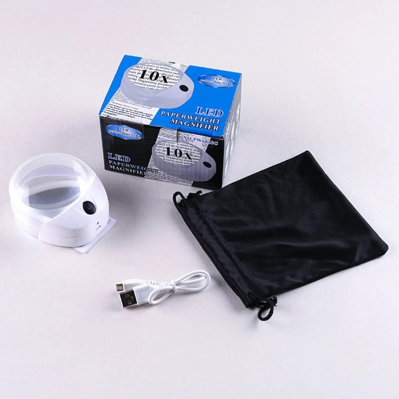 

Upgraded Illuminated magnifier Cylinder Portable Reading Magnifier USB Charging Handheld Magnifying Glass 10X LED Light