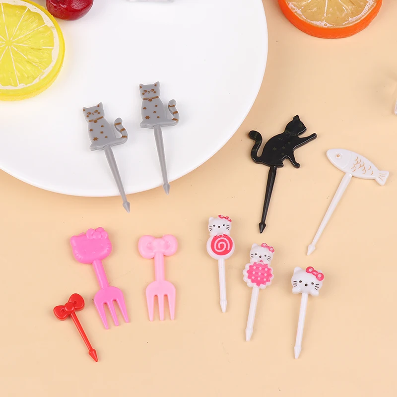 Hello Kitty набор вилок для фруктов пищевые пластиковые вилки торт фрукты зубочистка