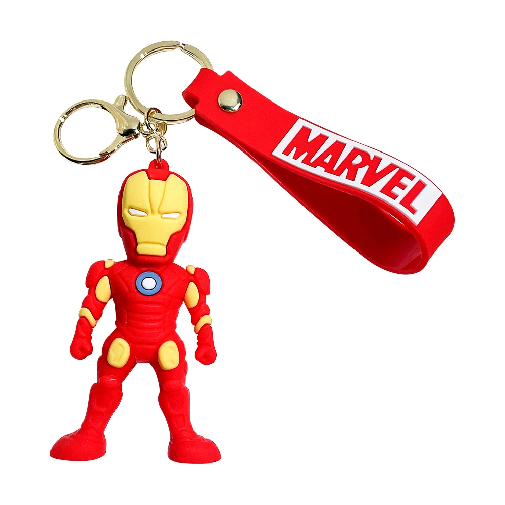 

Avengers Superhero Keychains Marvel Iron Man Spiderman Captain America PVC Keyrings Cute Cartoon Anime Doll Pendant Key Holder