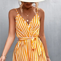 new women casual stripe jumpsuit sleeveless summer woman loose v neck romper shorts beach playsuit female one piece outfit