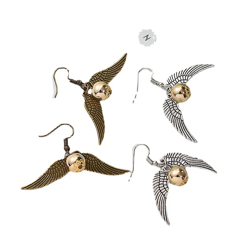 Женские популярные круглые серьги-гвоздики с крыльями в стиле ретро |