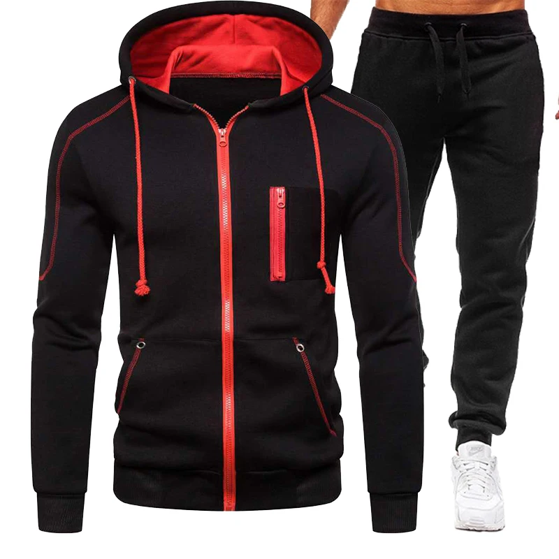 

Мужской спортивный костюм из свитшота на молнии и брюк