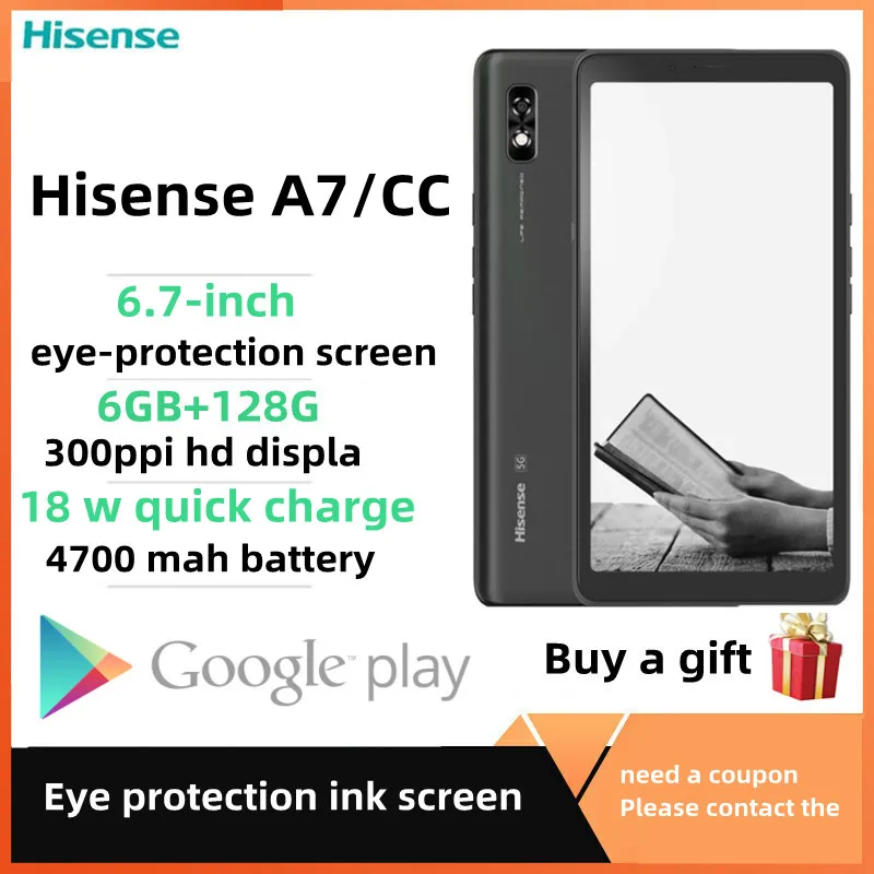 Google play A7 Hisense A7CC 6.7inch ink screen eink display e-reader 6GB+128GB full Internet access 5G mobile phone