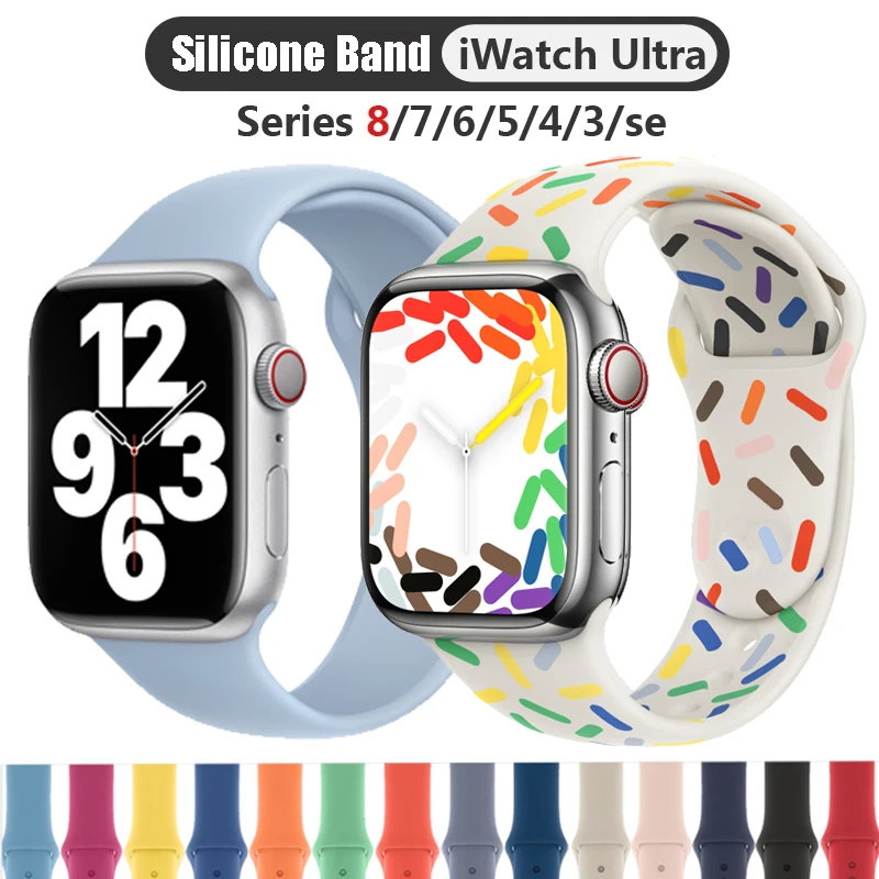 

Силиконовый ремешок для Apple Watch Band 45 мм 41 мм 44 мм 40 мм 49 мм 42 мм 38 мм 44 45 мм, браслет для iwatch series 7 se 3 4 5 6 8 Ultra band