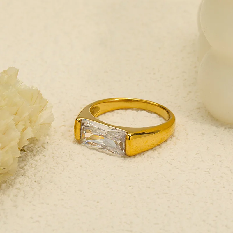 

Модные крутые стильные прямоугольные кольца с кристаллами для женщин и девушек, Индивидуальные женские ювелирные изделия из нержавеющей стали, рождественские подарки 2023