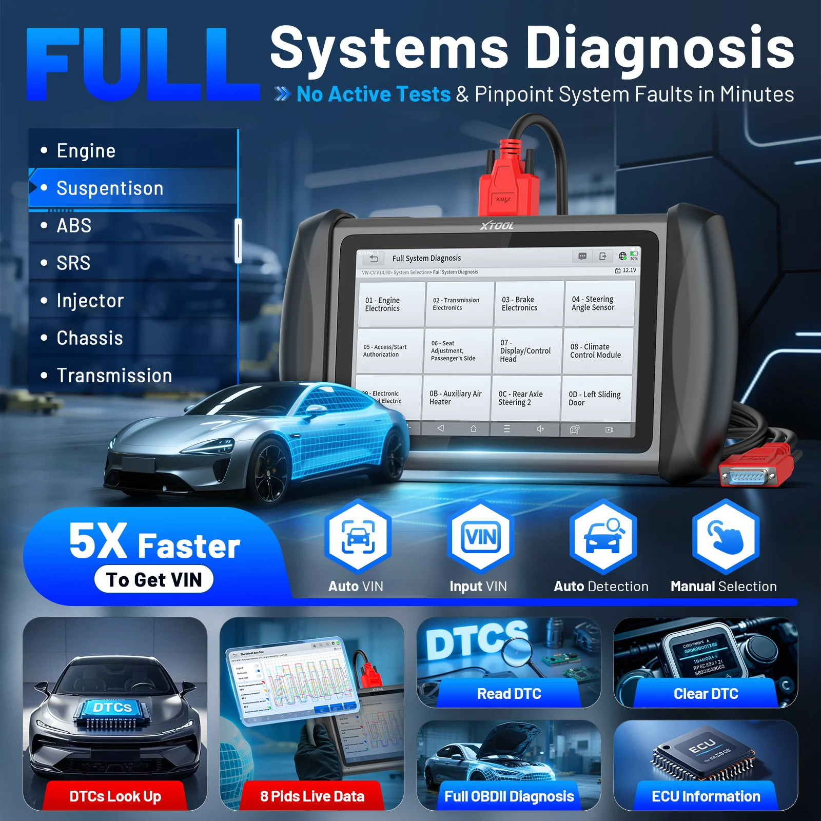 Фото XTOOL InPlus IP616 Автомобильные диагностические инструменты Все системы Автомобильный сканер 34+ Сброс Встроенный CANFD Все функции Пожизненное бесплатное обновление №3