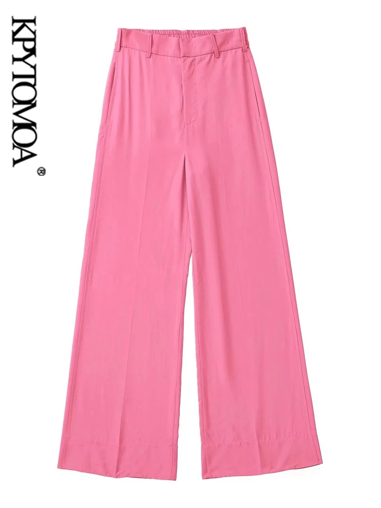 

Брюки KPYTOMOA женские с боковыми карманами, модные струящиеся Широкие штаны, винтажные на молнии с завышенной эластичной талией