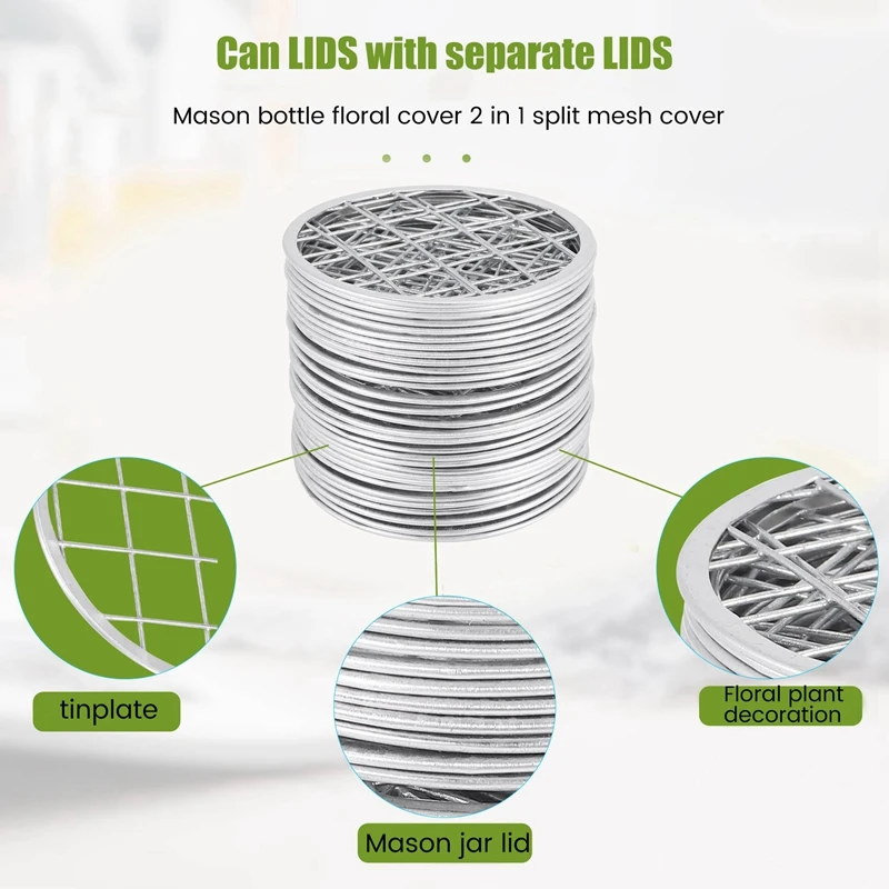 30 Pieces Flower Jar Lid Floral Frog Vase Insert Canning With Square Grids 70Mm