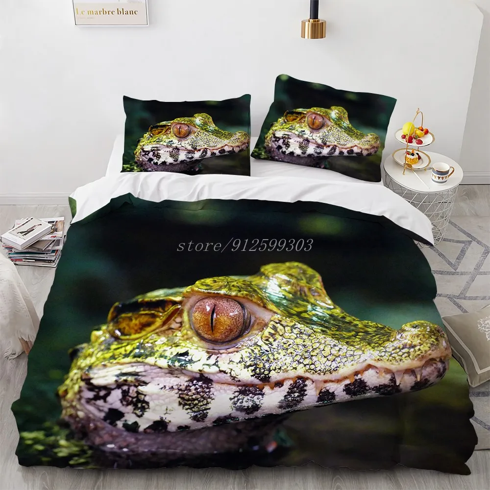 

Home Textiles Luxury 3D Crocodile Duvet Cover Set Pillowcase Kids Cartoon Bedding Set AU/EU/UK/US Queen and King Size Bedclothes