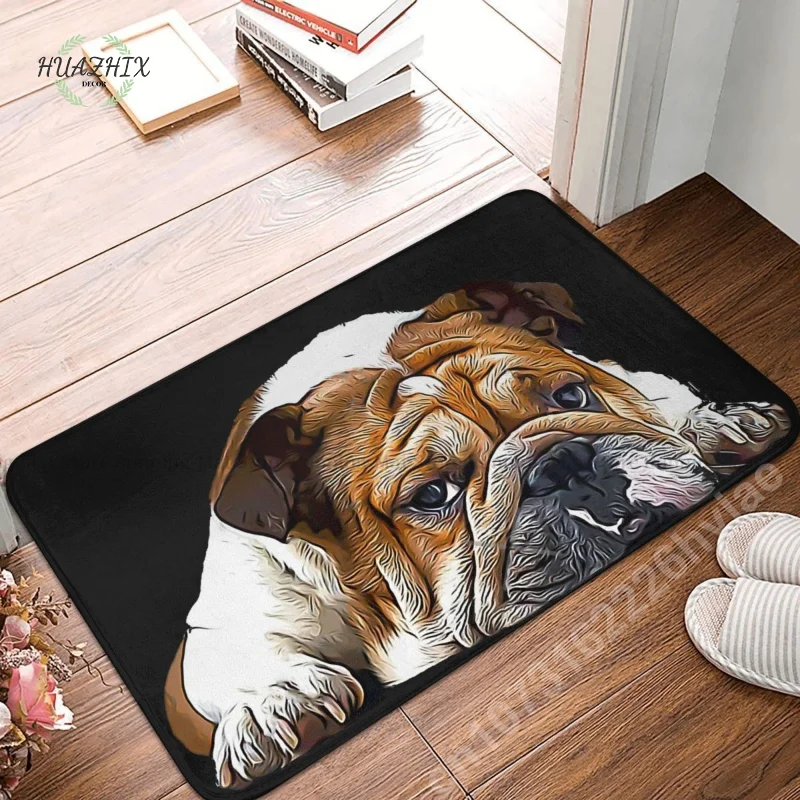 

French Bulldog Carpet Dog Bicycle Non-Slip Retro Mat Kitchen Living Room Welcome Doormat Toilet Bedroom Home Decoration Rugs