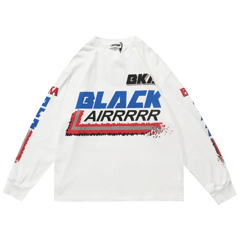 

Men Streetwear Hip Hop T Shirt Letter Letter Printed Vintage Washed T-shirts 2022 Autumn Harajuku Oversized Long Sleeve Tops