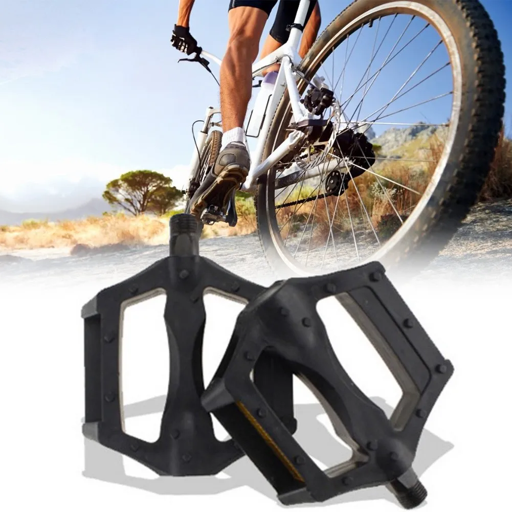 

1 Pair Of Bicycle Pedals Built In Reflective Strips Help Increase Visibility To Traffic Plastic Resin For All Road MTB Pedals