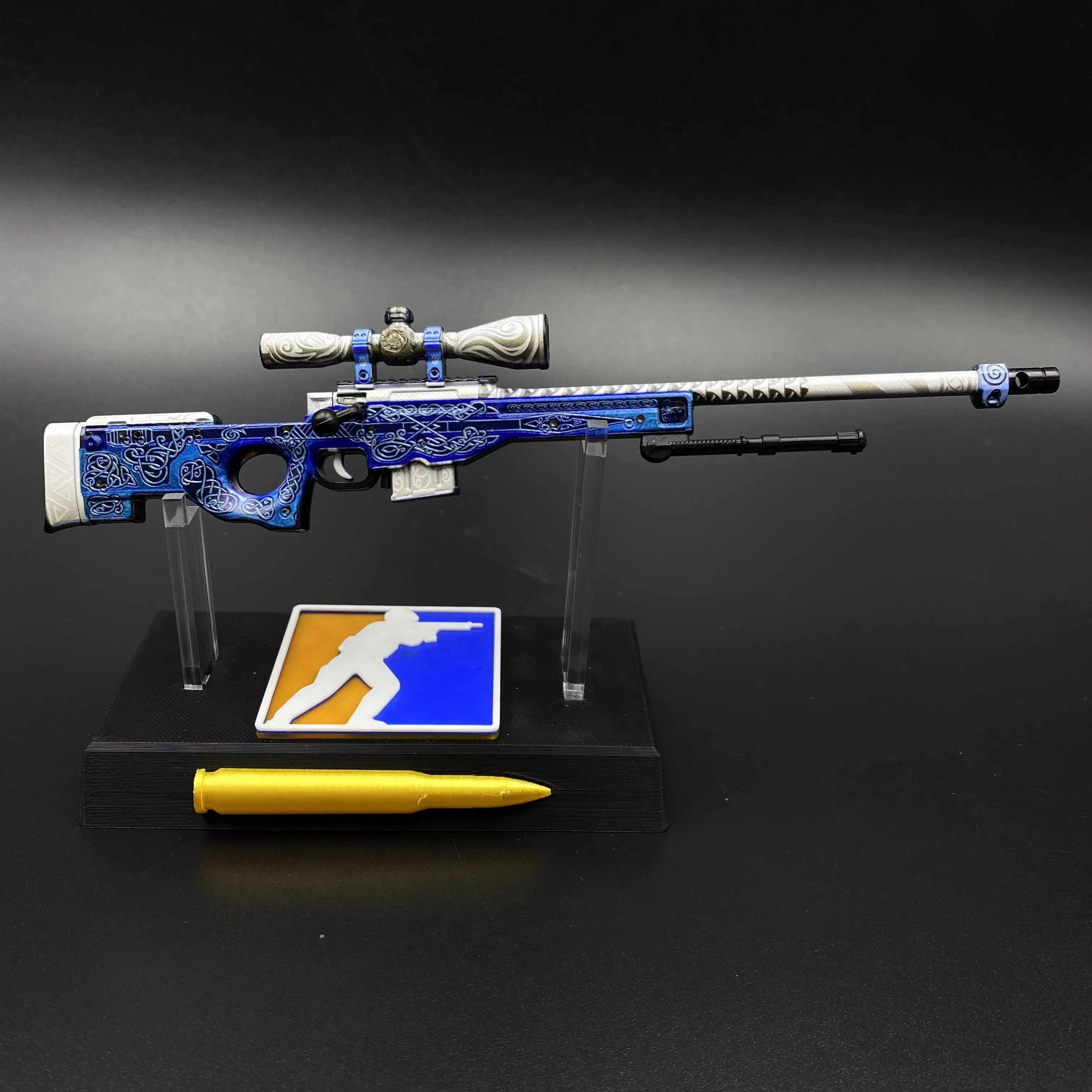 20-сантиметровая модель снайперской винтовки GOS AWP Dragon Lore Gungnir, настольное украшение, полностью металлический игрушечный пистолет, игровой реквизит, декорации, подарки для мальчиков, коллекционный предмет. (art.: 3920dd0310123) - 3920dd0310123