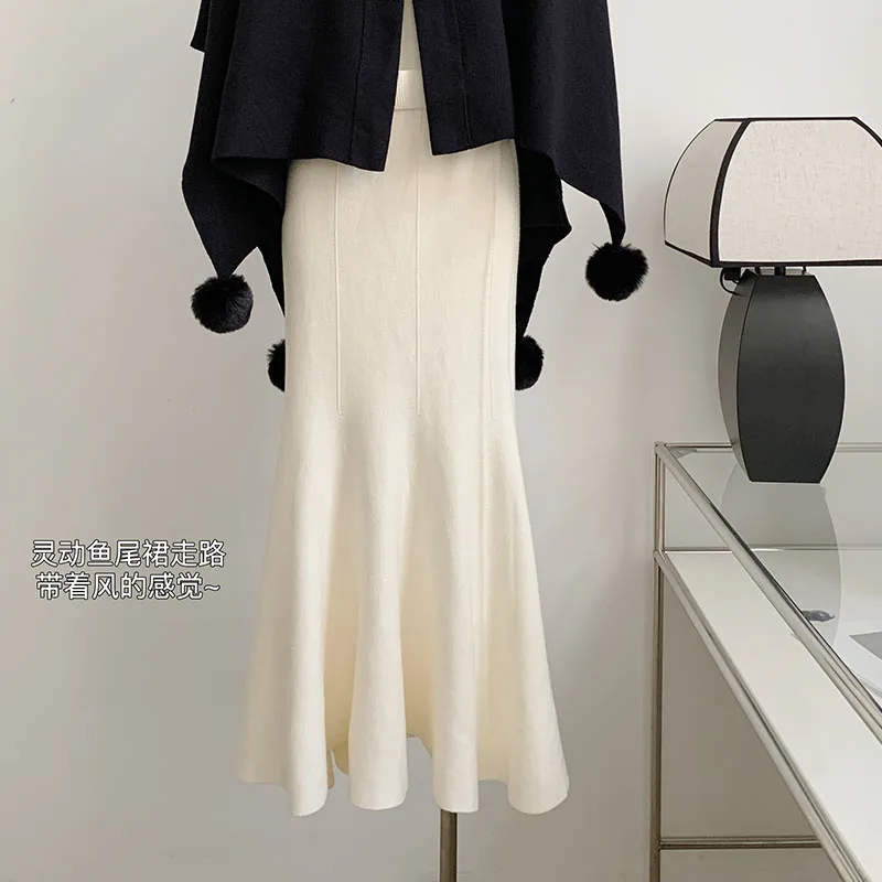 

Юбка-миди с завышенной талией, юбка-годе с запахом, Модная элегантная однотонная офисная юбка в Корейском стиле, 2023