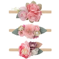 hair accessories for baby girls band newborn photography clips pink handmade three dimensional simulation flowers