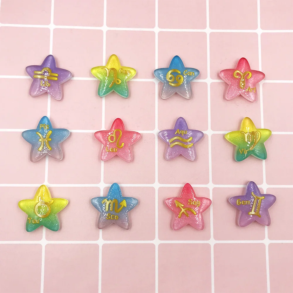 

12Pcs/lot Glitter Star Constellation Resin Cabochon Flatback Kawaii Flat Resins Characters DIY Embellishments for Scrapbooking