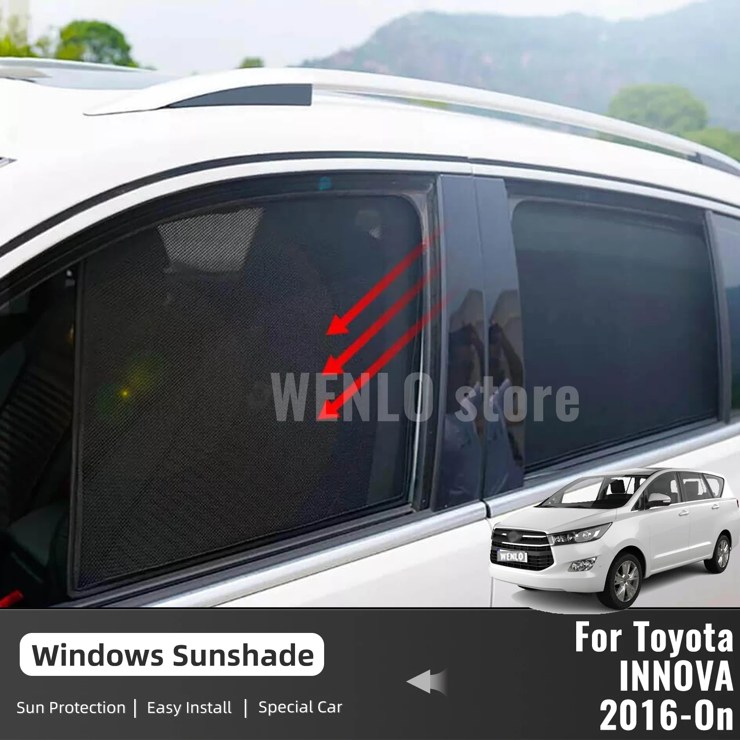 Магнитный автомобильный солнцезащитный козырек для Toyota INNOVA AN140 2016-2023, передняя лобовая рама, занавеска, задний зеркальный козырек