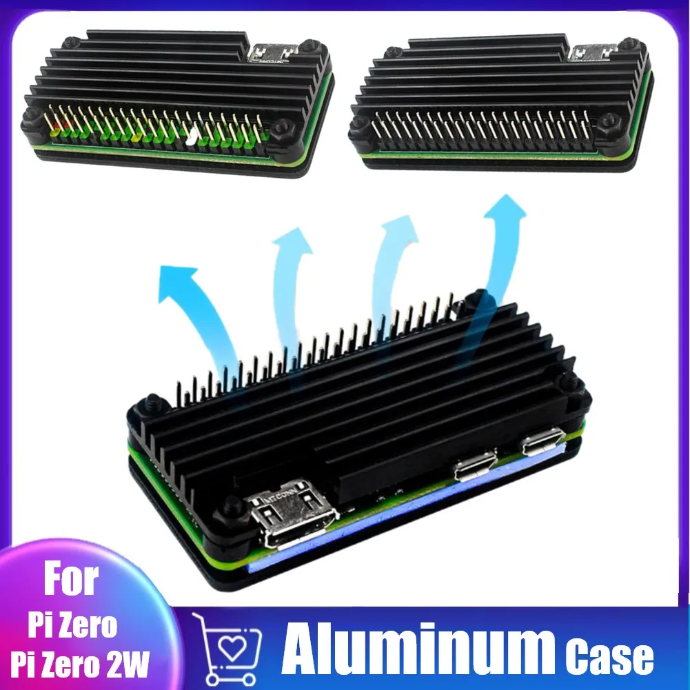 

For Raspberry Pi Zero / Pi Zero 2W Aluminum Shell Protective Case Kit Universal DIY CNC Shell Cooling Enclosure with Pin Header