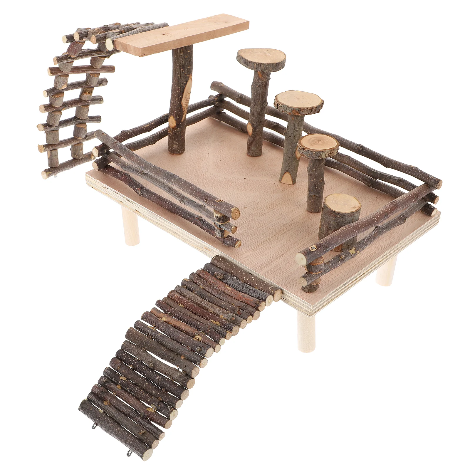 

Small Pet Hamster Rat Wooden Ladder Platform Cage Climbing Plaything