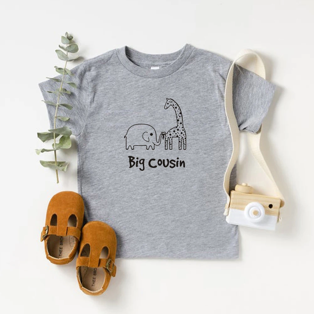 Big Cousin Shirt Elephant & Giraffe Shirt Girls Shirt Kids cotton T shirt Gift Friendly Great Niece Nephew Present images - 6