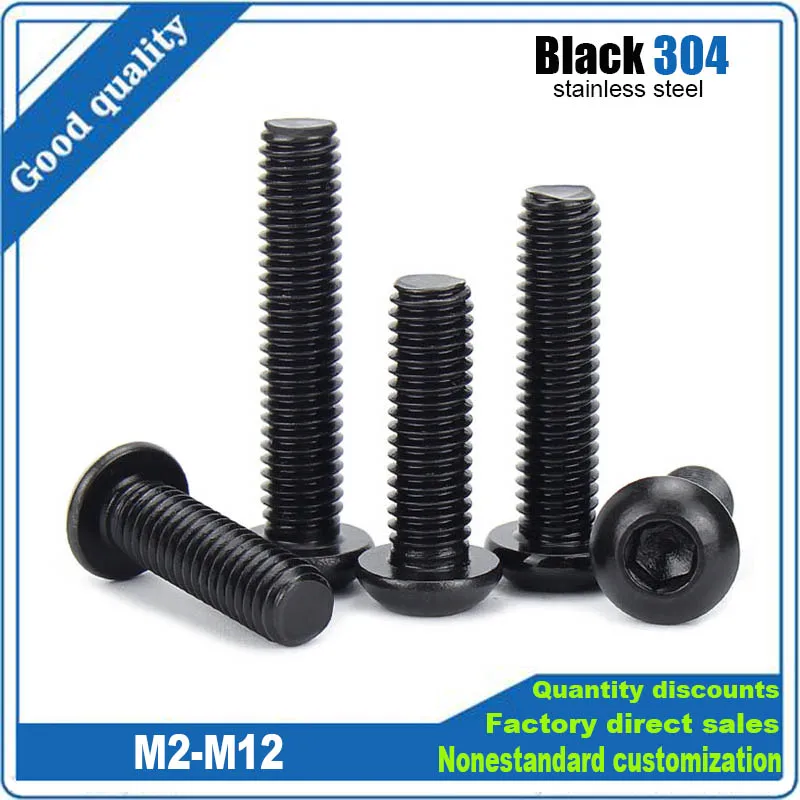 

TINGGOO Винты из нержавеющей стали 304 черные M2-M12