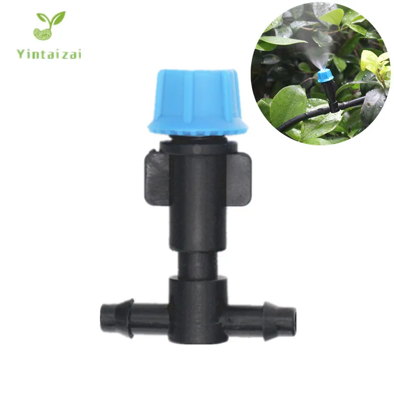 

10pcs Blue Misting Sprinkler With 1/4"Barb Tee Gardening Irrigation Greenhouse Cooling Atomization Micro-spray Nozzle Household