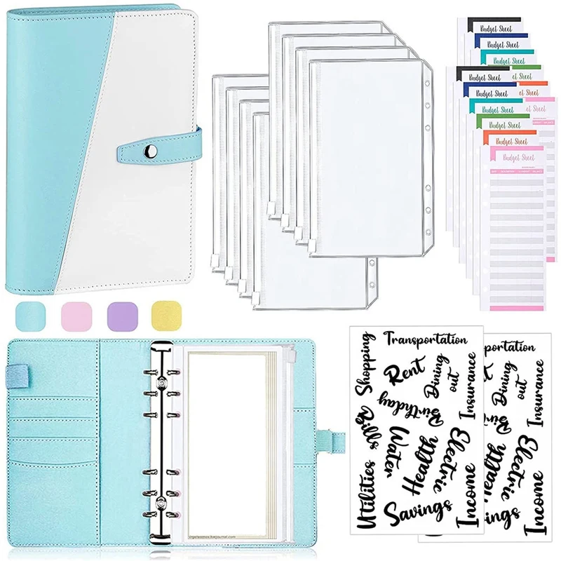 

A6 Budget Binder Cash Envelopes For Holding Cards Cash And Coupons Leather Notebook With Zipper Envelopes