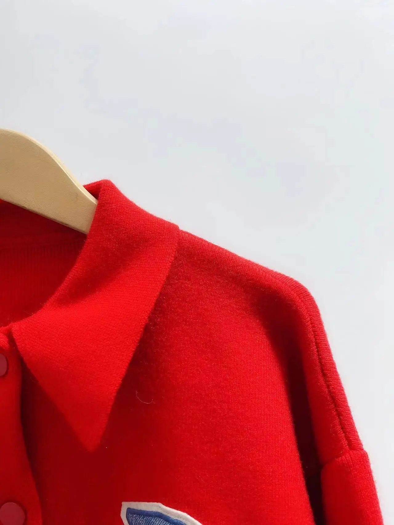 

Women's Cardigan Striped Letter Badge Turn Down Collar Single Breasted Knitted Baseball Coat